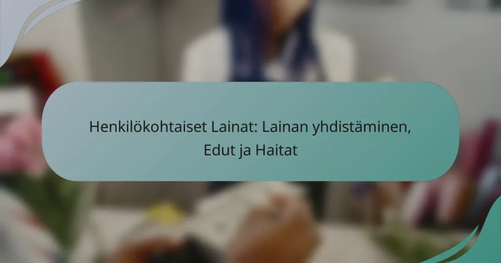 Henkilökohtaiset Lainat: Lainan yhdistäminen, Edut ja Haitat