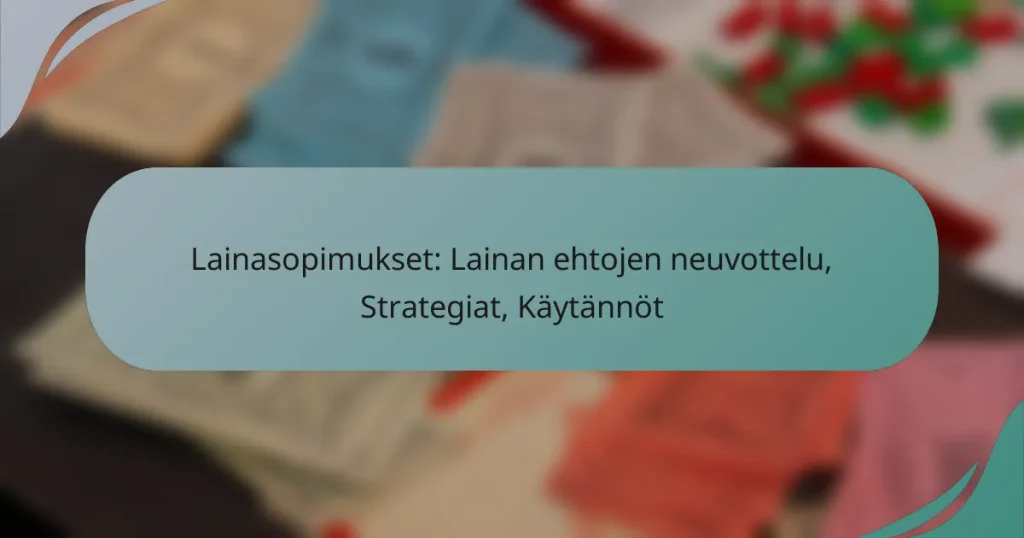 Lainasopimukset: Lainan ehtojen neuvottelu, Strategiat, Käytännöt