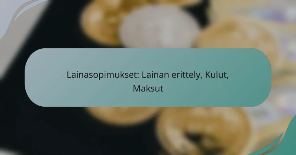Lainasopimukset: Lainan erittely, Kulut, Maksut