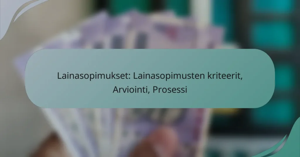 Lainasopimukset: Lainasopimusten kriteerit, Arviointi, Prosessi
