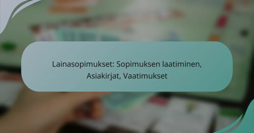 Lainasopimukset: Sopimuksen laatiminen, Asiakirjat, Vaatimukset