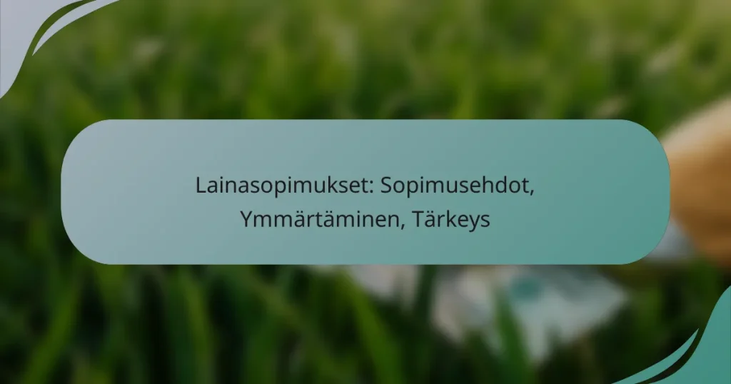 Lainasopimukset: Sopimusehdot, Ymmärtäminen, Tärkeys