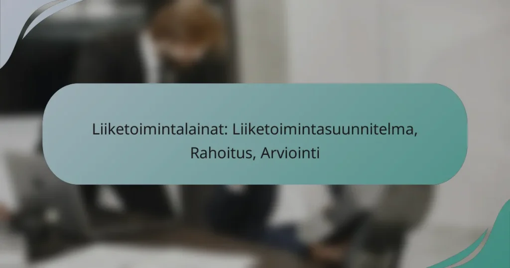 Liiketoimintalainat: Liiketoimintasuunnitelma, Rahoitus, Arviointi